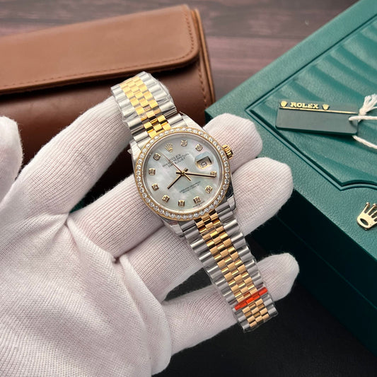 Rolex Rep 11 Watch DateJust MOP Moissanite Diamond Bezel EW 36mm