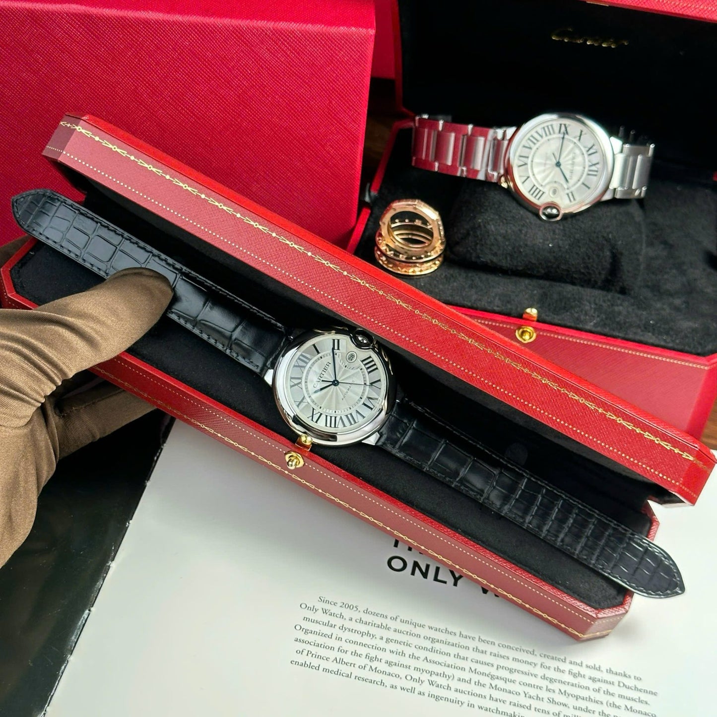 Cartier Ballon Bleu Replica Watch Dial White Leather Strap AF Factory 42mm