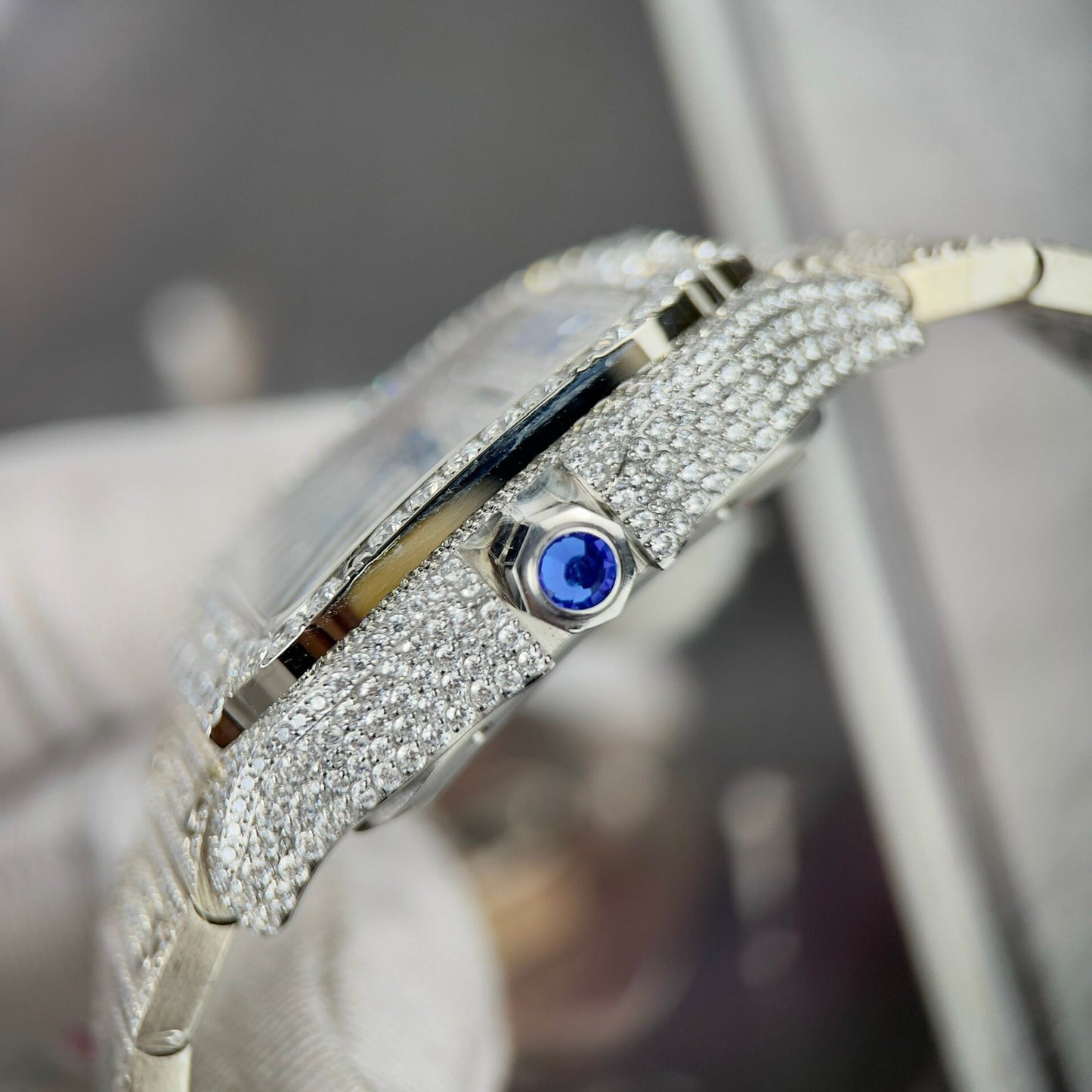 Cartier Santos Best Replica Watch With Full Stone 39.8mm