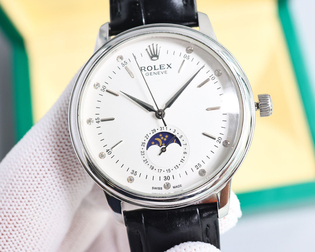 Rolex?? Cellini Moonphase-40mm-Leather-White(1:1 replica)