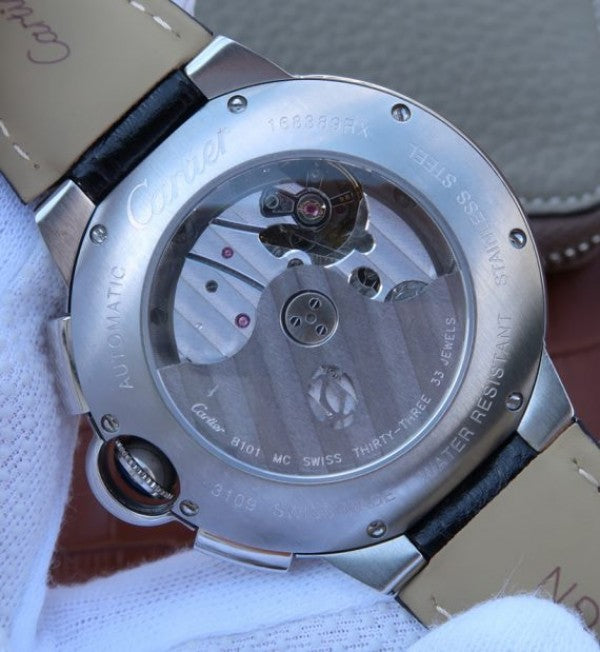 Replica Cartier Ballon Bleu De Cartier Chrono SS Black Dial A8101