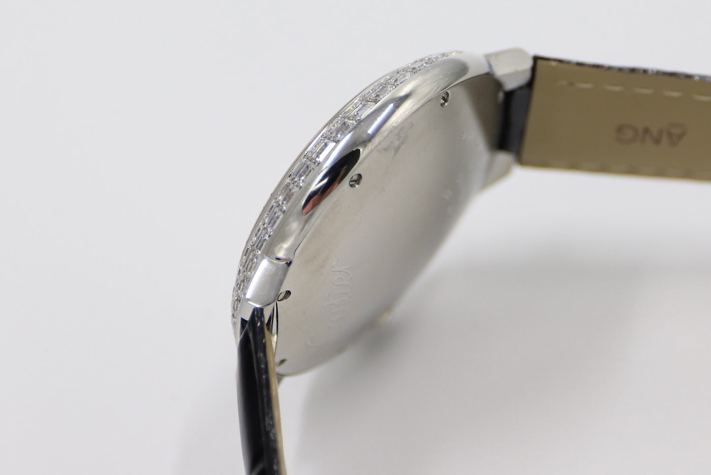 Cartier Blue Balloon Square Diamonds Full Sky Watch-Roman Numerals-White-Leather-42mm(1:1 replica)