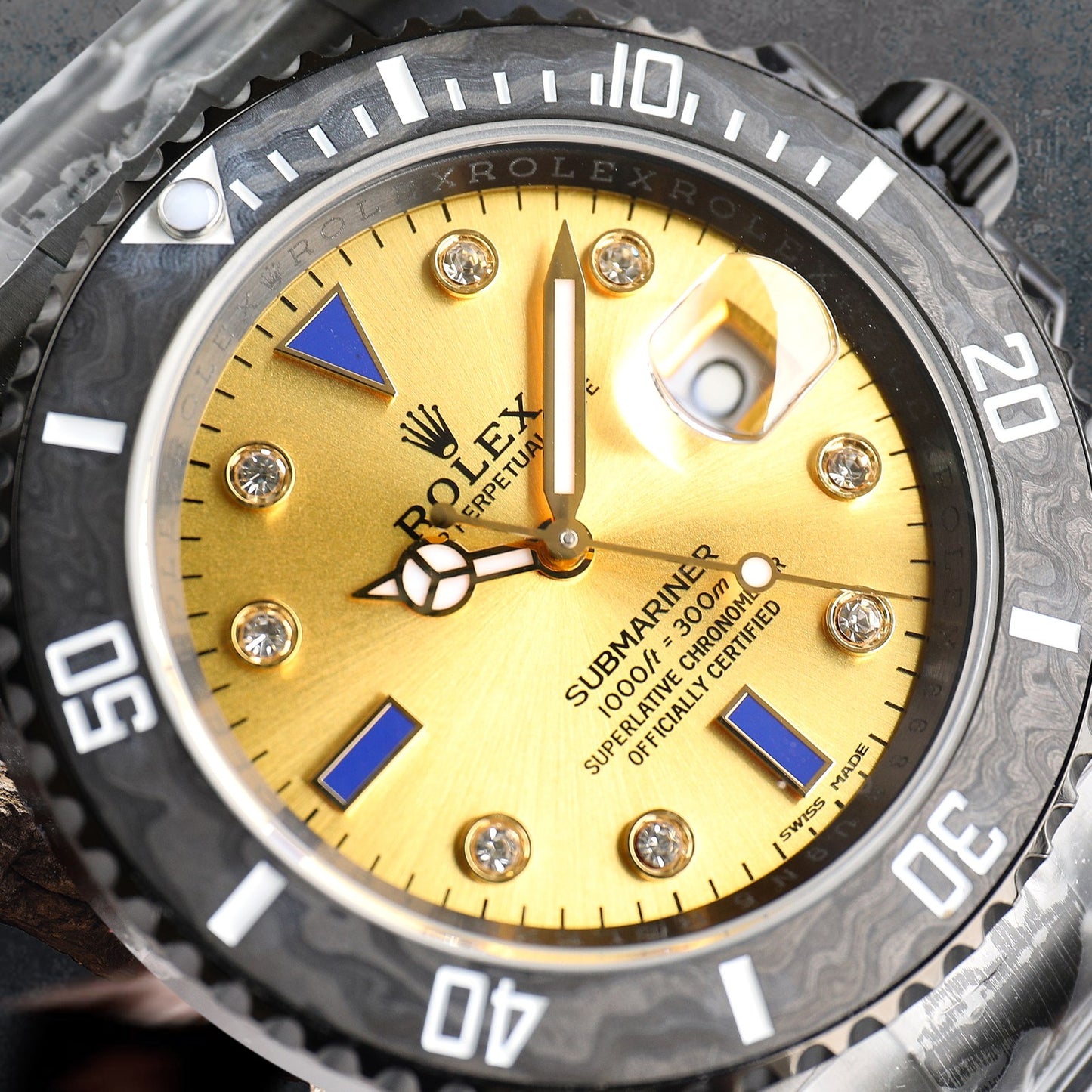 ROLEX Rolex Customized Submariner-Diamond Dial-Carbon Fiber Bezel-Black Gold(1:1 replica)