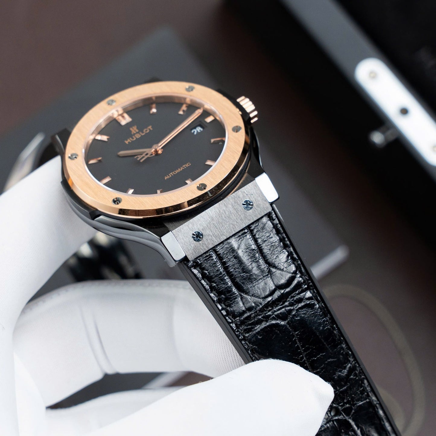 Hublot Classic Fusion Ceramic King Gold Replica Watch Movement SW300 Swiss Made 42mm