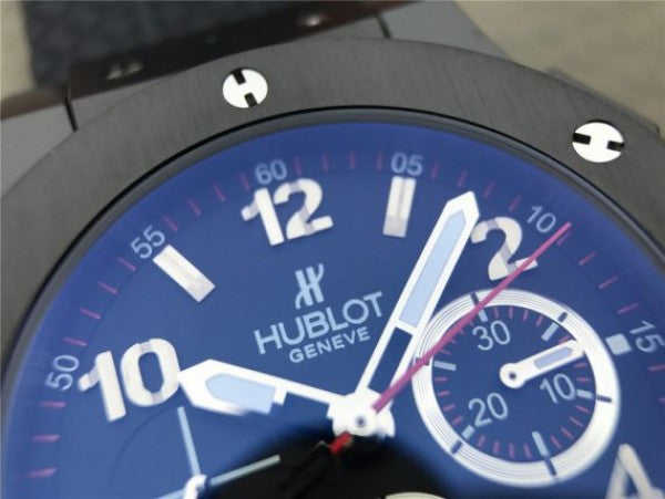 Replica Hublot Big Bang 44mm Full Ceramic Black Dial Black Rubber Strap HUB4100