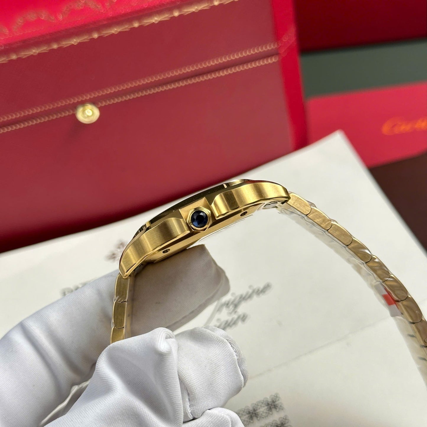 Cartier Santos Womens White Dial Best Replica Watch BV Factory 35.2mm