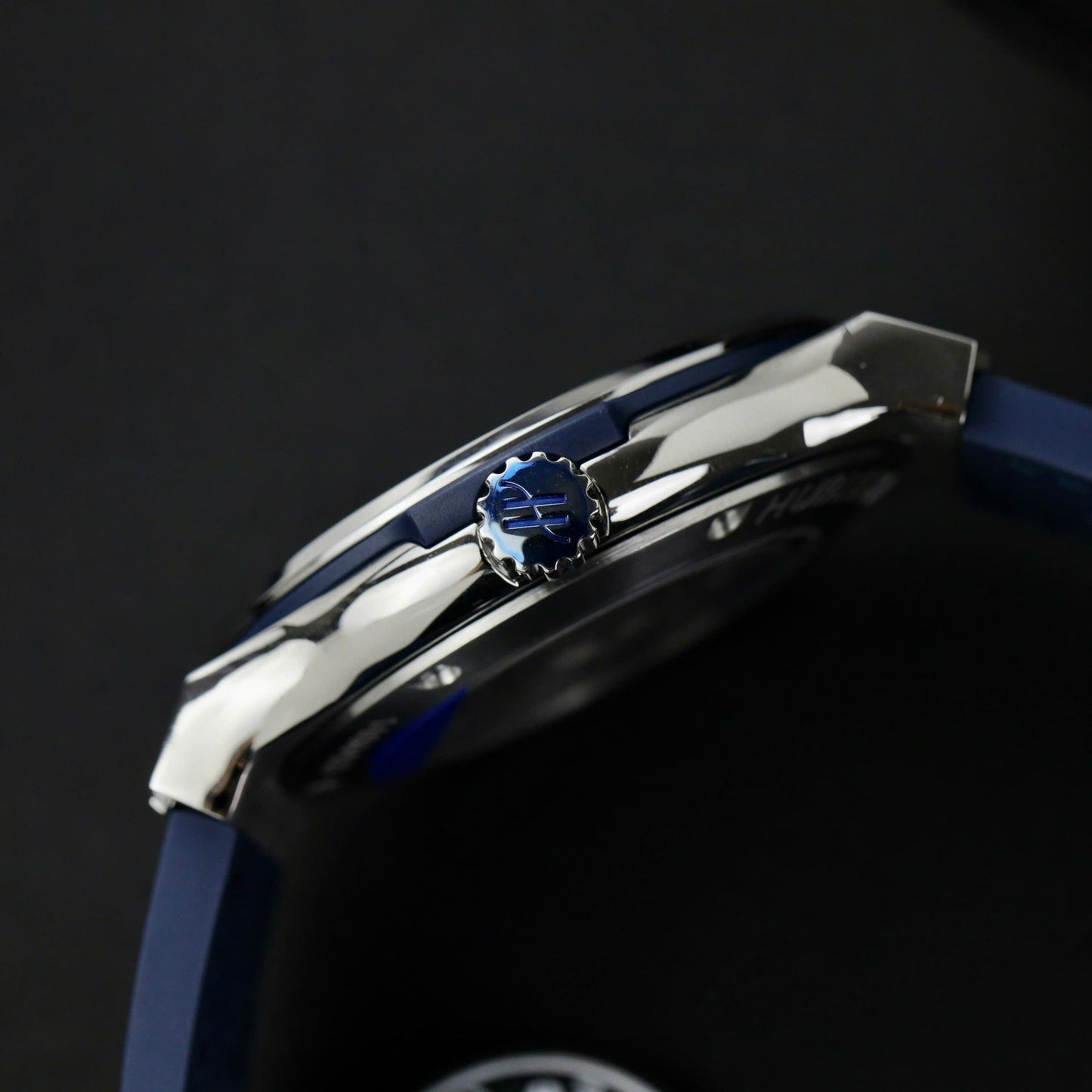 Hublot Classic Fusion Titanium Replica Watches Blue Dial Custom Moissanite Diamonds 42mm