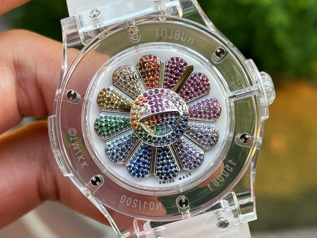 Hublot Replica 1:1 Watch Takashi Murakami Transparent Case Rubber Strap 42mm