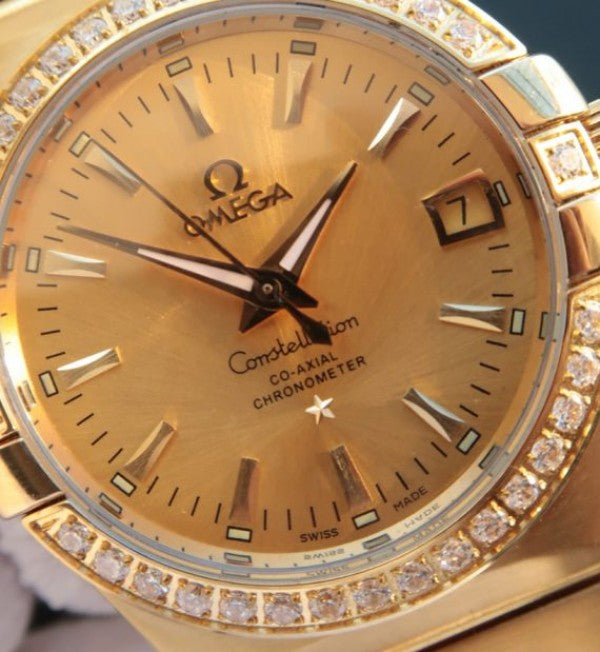 Replica Omega V6 Constellation YG Dial Diamonds Bezel YG Bracelet A2500
