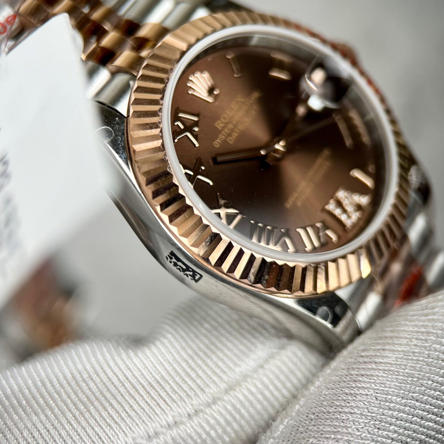 Rolex DateJust Replica Watch Gold Wrapped Chocolate Dial GM 31mm