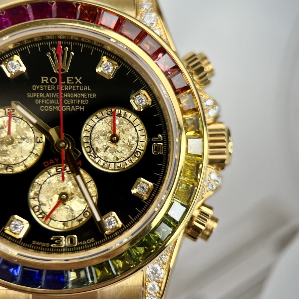 Rolex Best Replica Watch Daytona Rainbow Gold Wrapped And Moissanite Diamond Custom 40mm