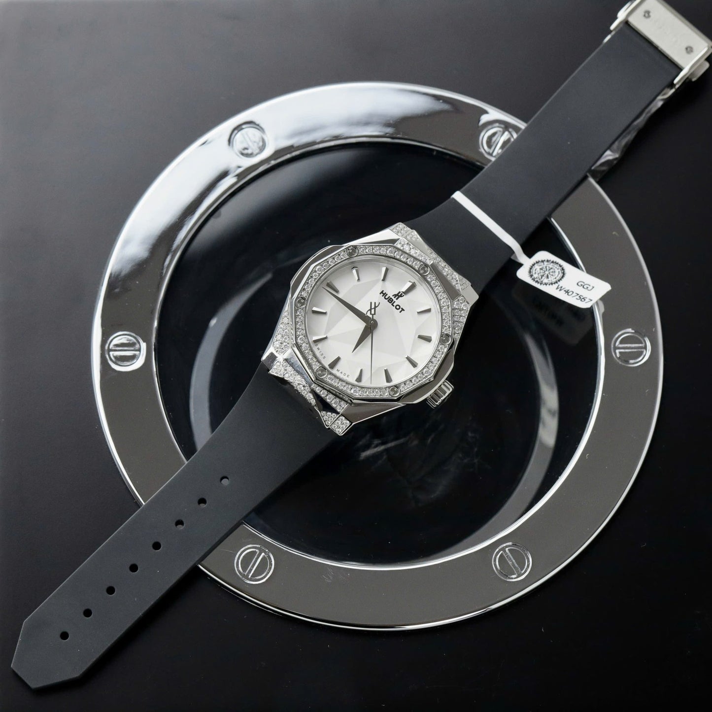 Hublot Orlinski White Dial Replica Watch Custom Moissanite Diamonds Hong Kong 40mm