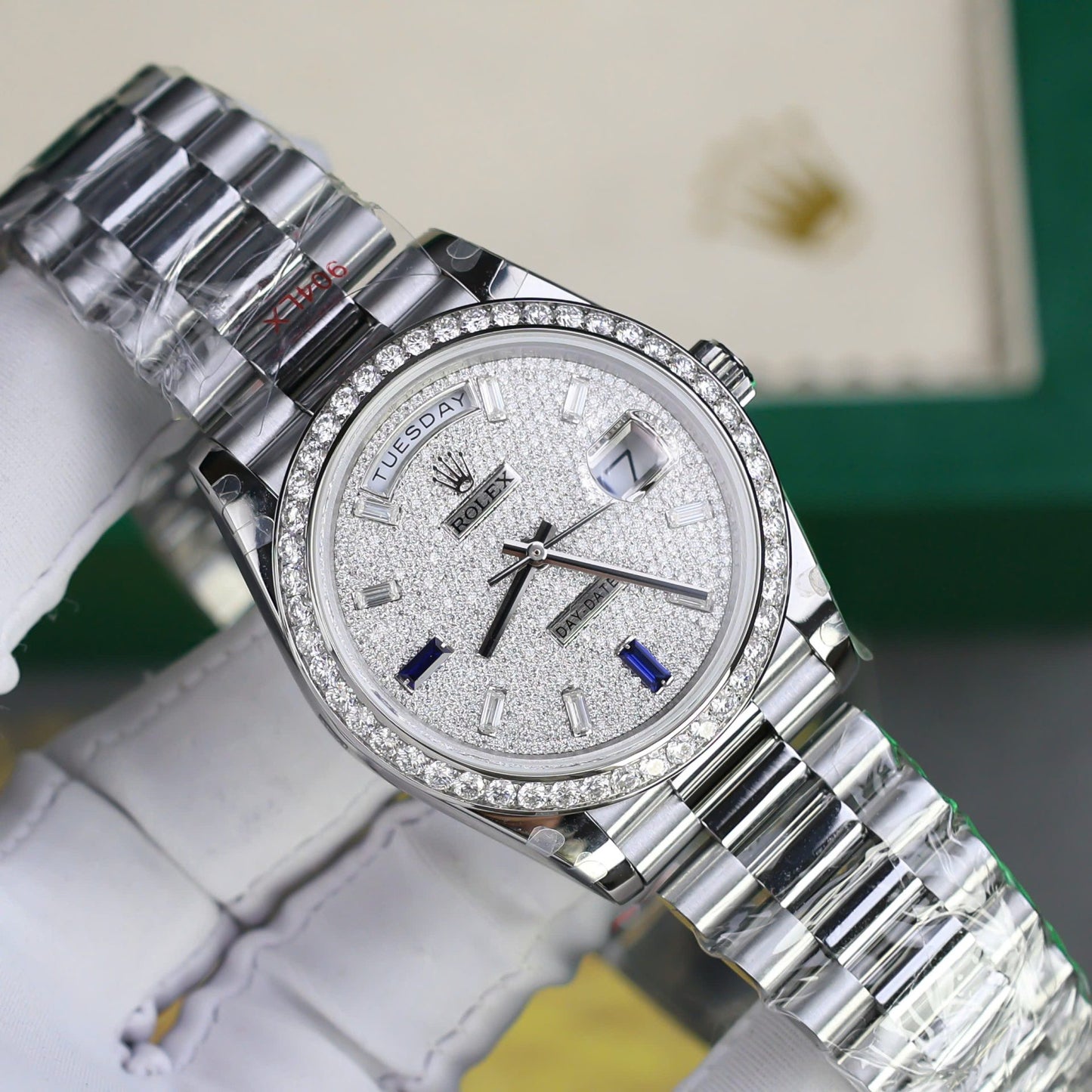 Rolex Day-Date Best Copies Watch Diamonds Moissanite Custom GM Factory 40mm
