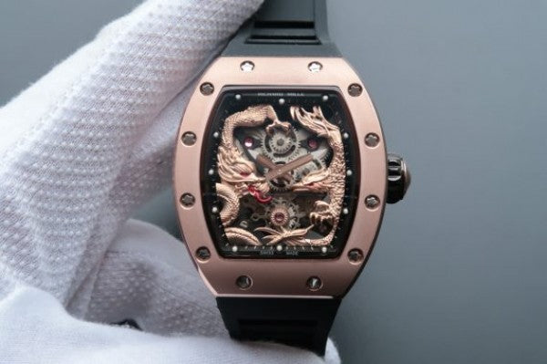 Replica Richard Mille RM057 Dragon Phoenix RG Case RG Dragon Dial Black Rubber Strap