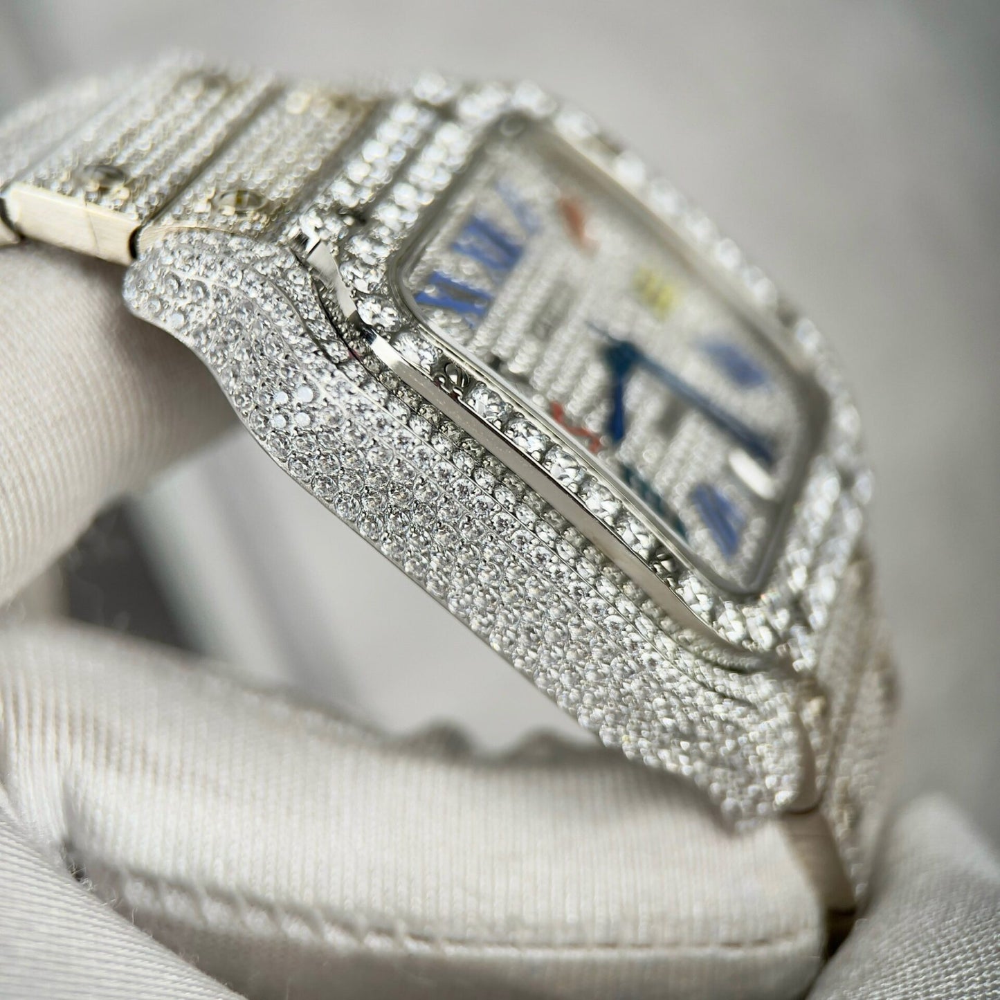 Cartier Santos Best Replica Watch With Full Stone 39.8mm
