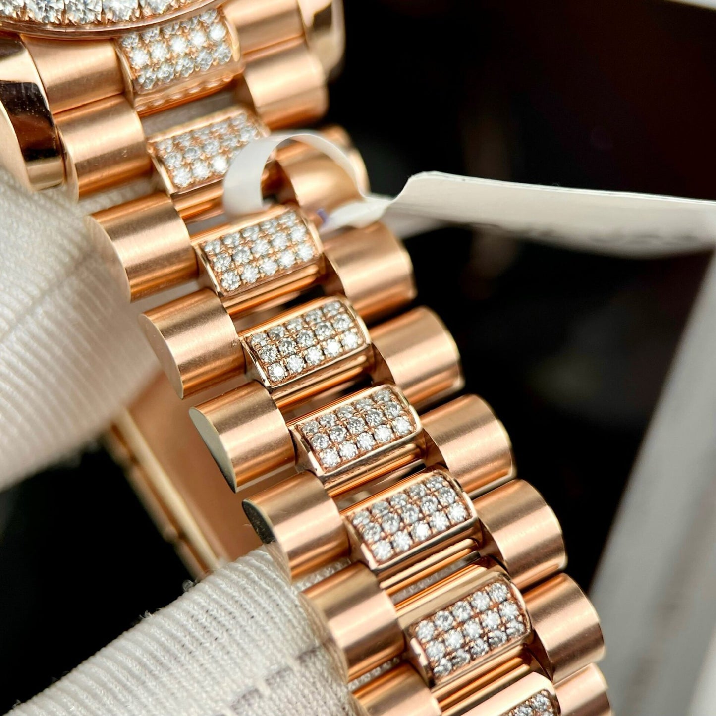 Rolex DateJust Gold Wrapped Moissanite Replica Watch With Chocolate Dial 31mm