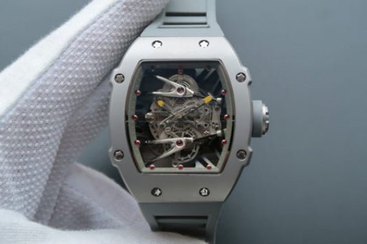 Replica Richard Mille RM027 SS Skeleton Dial Gray Inner Bezel Gray Rubber Strap 6T51