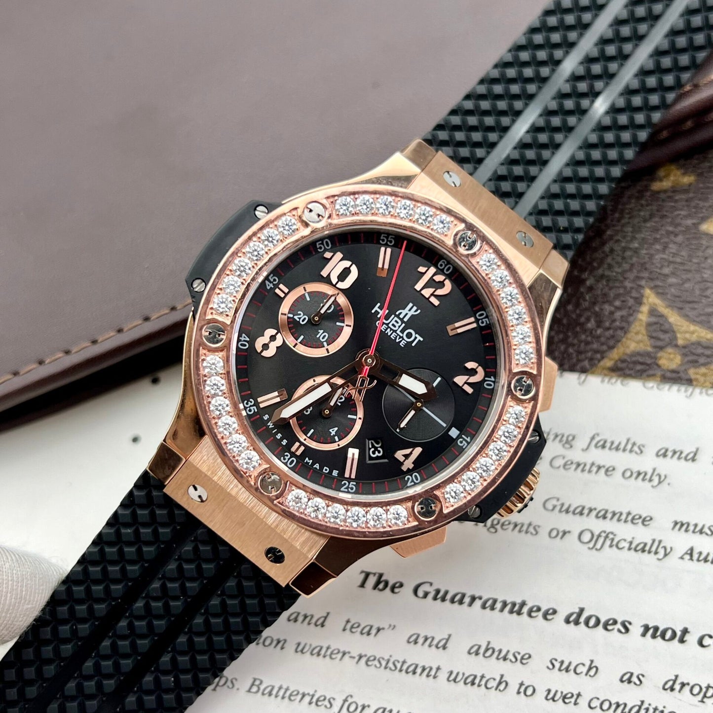 Hublot Fake Watch Big Bang King Gold Choronograph Rubber Strap 44mm
