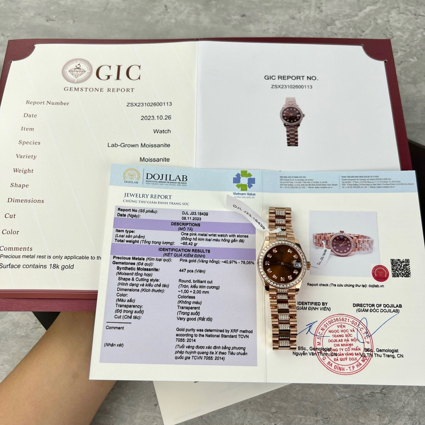 Rolex DateJust Gold Wrapped Moissanite Replica Watch With Chocolate Dial 31mm