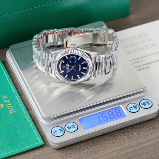 Rolex Day-Date 128236 Replica Watch Blue Dial Weight 158gram QF Factory 36mm