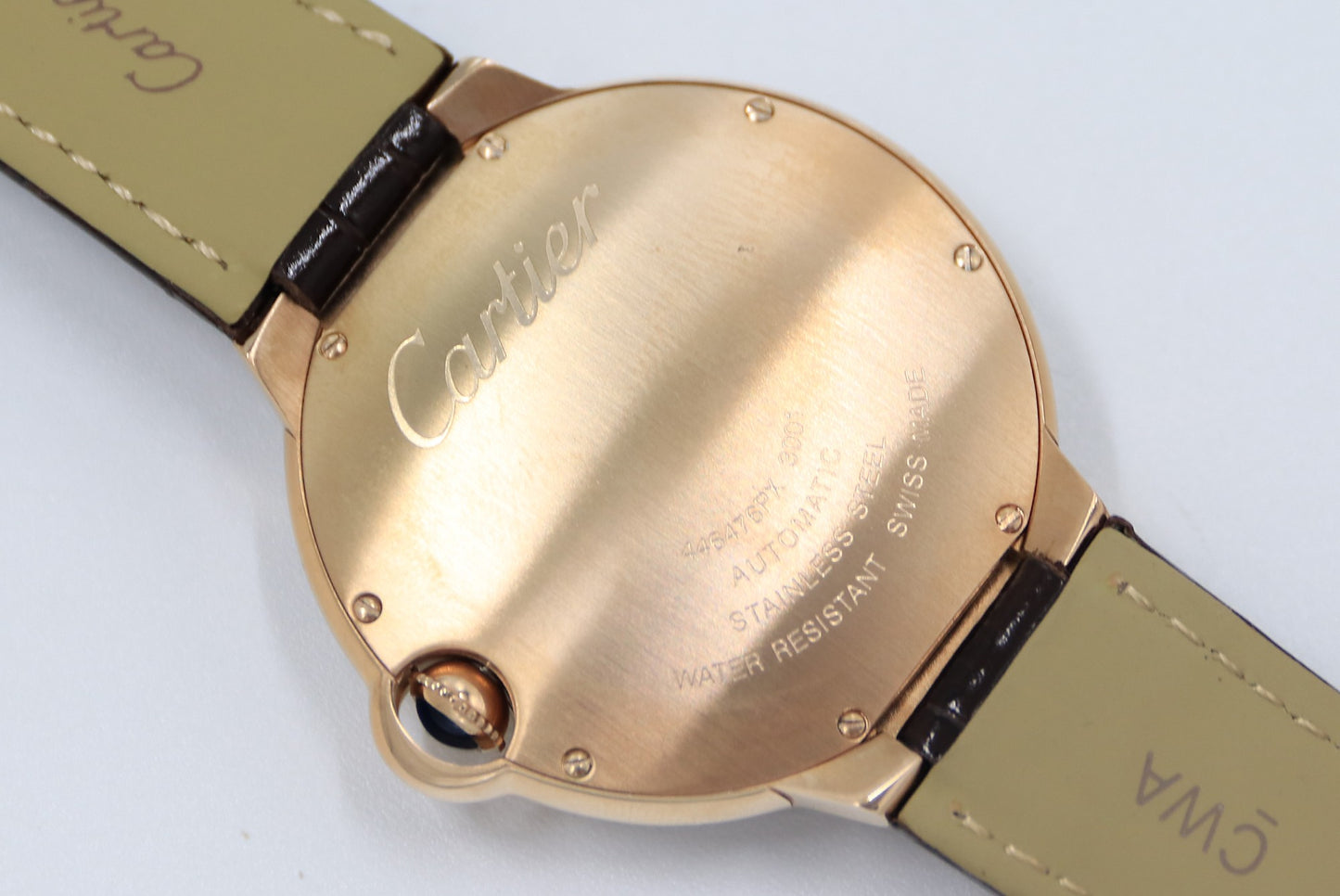 Cartier Blue Balloon Square Diamonds Full Sky Watch-Rose Gold-Leather-42mm(1:1 replica)
