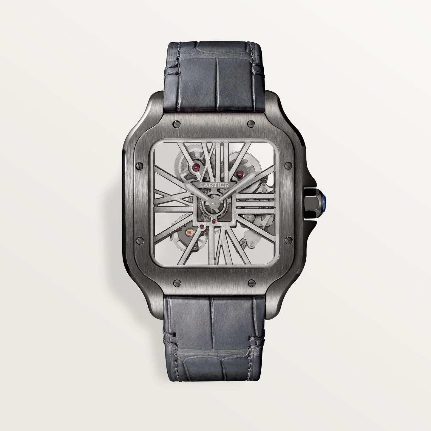 Fake Cartier watch Santos large model mechanical movement Black ADLC Steel Skeleton Dial WHSA0009 TWF(1:1 replica)