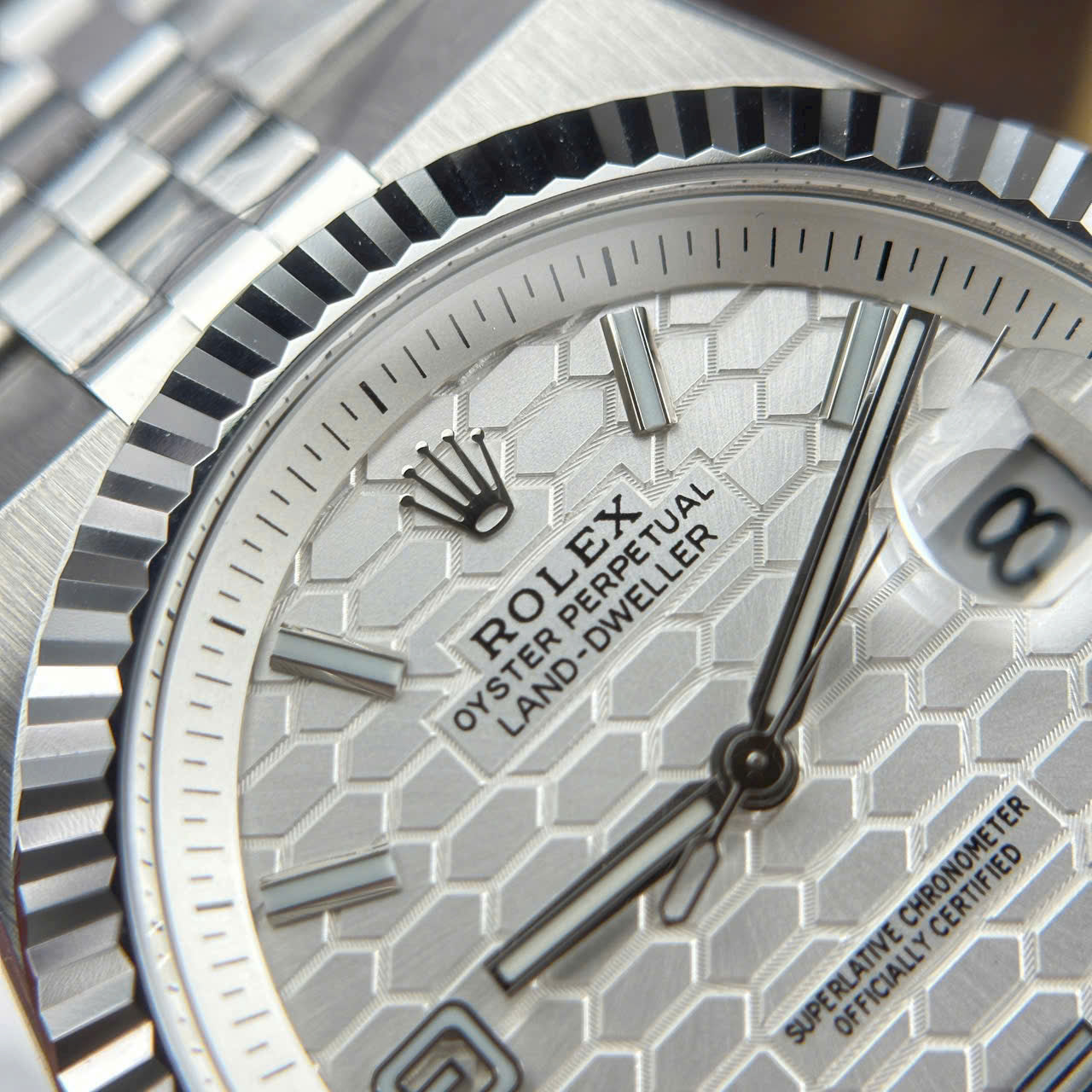 Rolex Land-Dweller 127336 White   Honeycomb Motif Dial Best Replica Watches 40mm