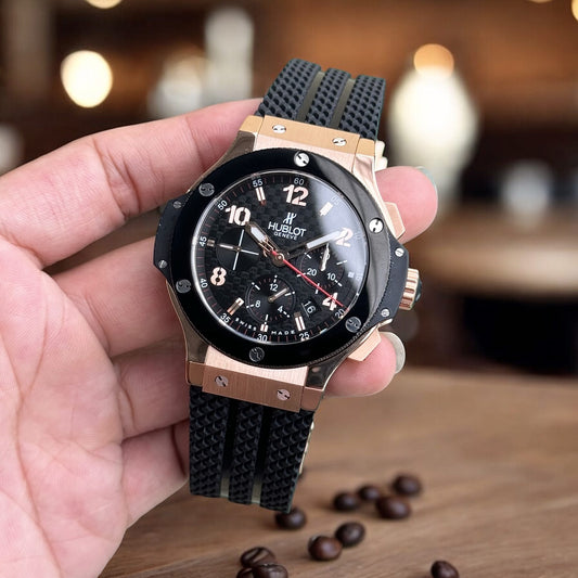 Hublot Rep 1:1 Watch Big Bang Chronograph King Gold Black Ceramic Bezel 44mm