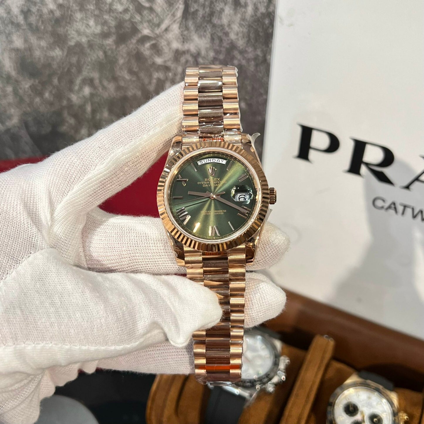 Rolex Replica 1:1 Watch Day-Date 228235 Green Dial Rose Gold Plated GM Factory V2 40mm