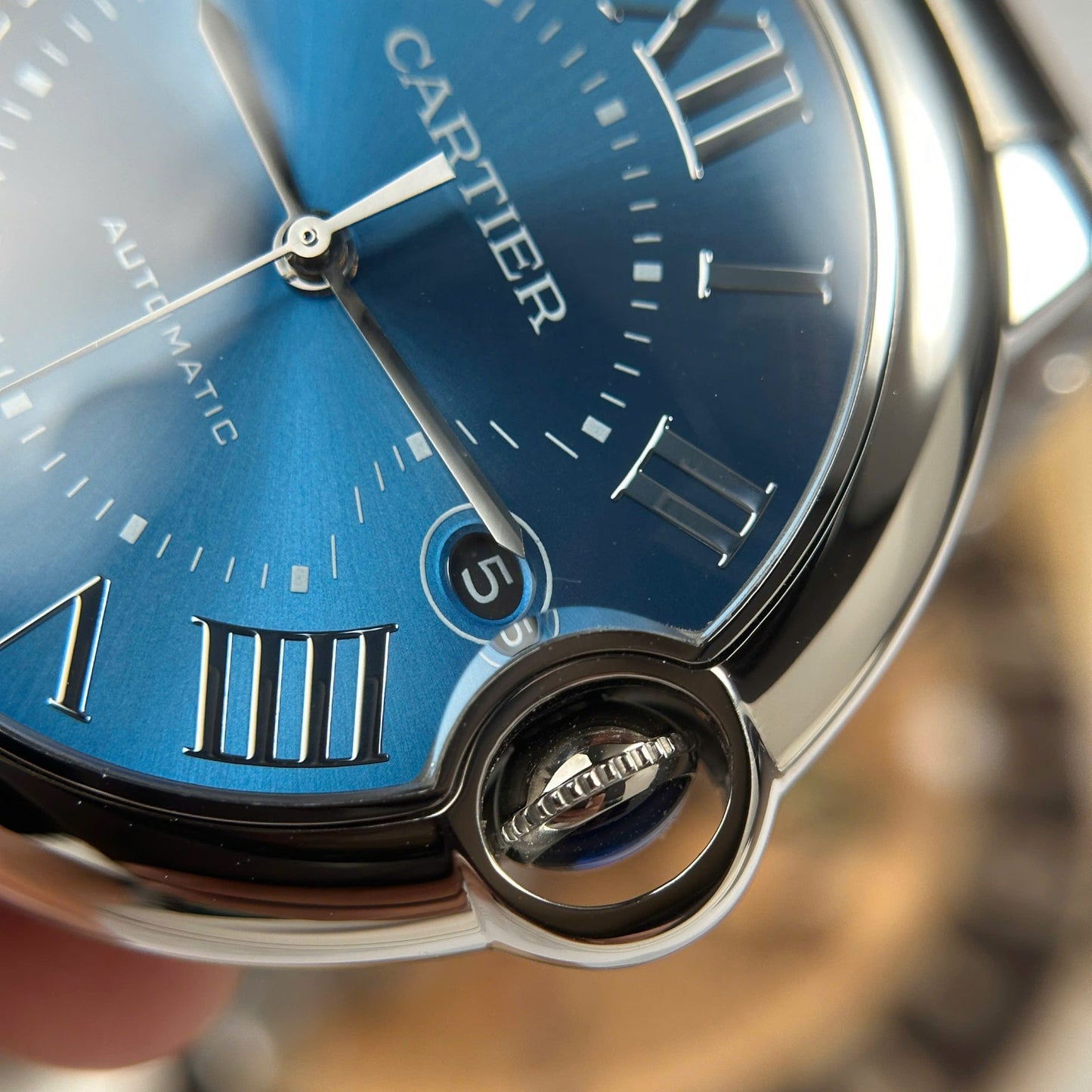 Cartier Ballon Bleu Copies Watches Blue Dial Metal Wire AF Factory 40mm