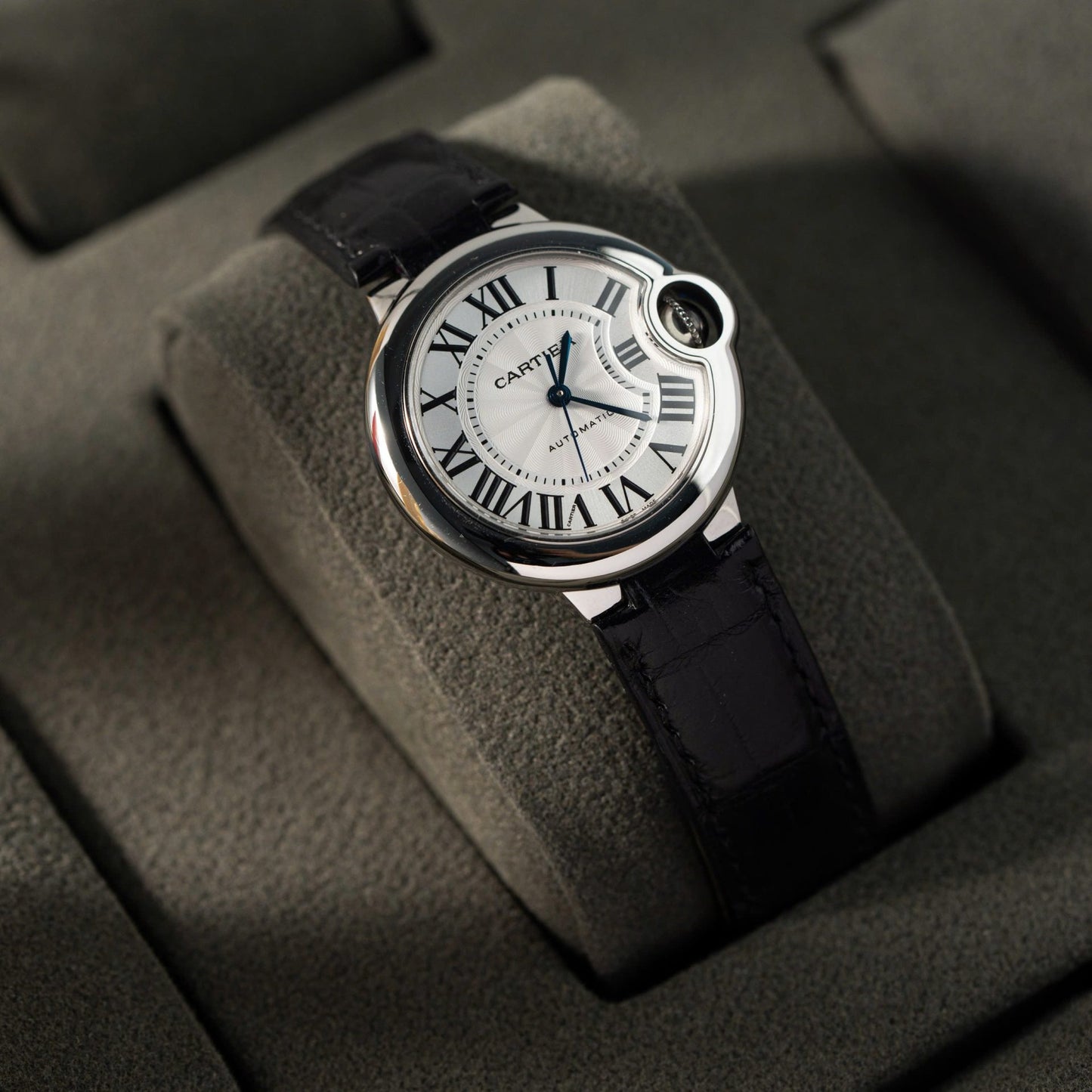 Cartier Ballon Bleu Replica 1:1 Watch White Dial Leather Strap 36mm