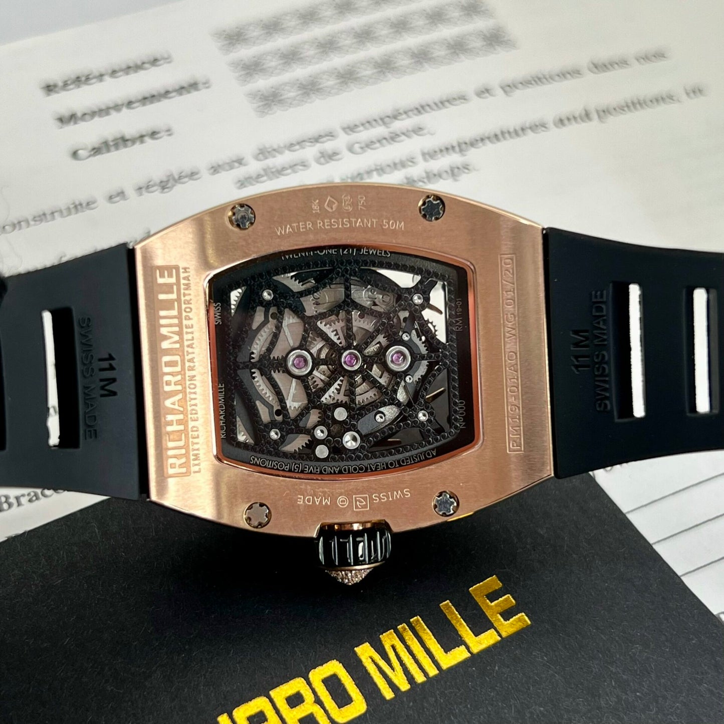 Richard Mille RM 19-01 Rose Gold With Diamonds Replica 11 Watch Spider 42MM