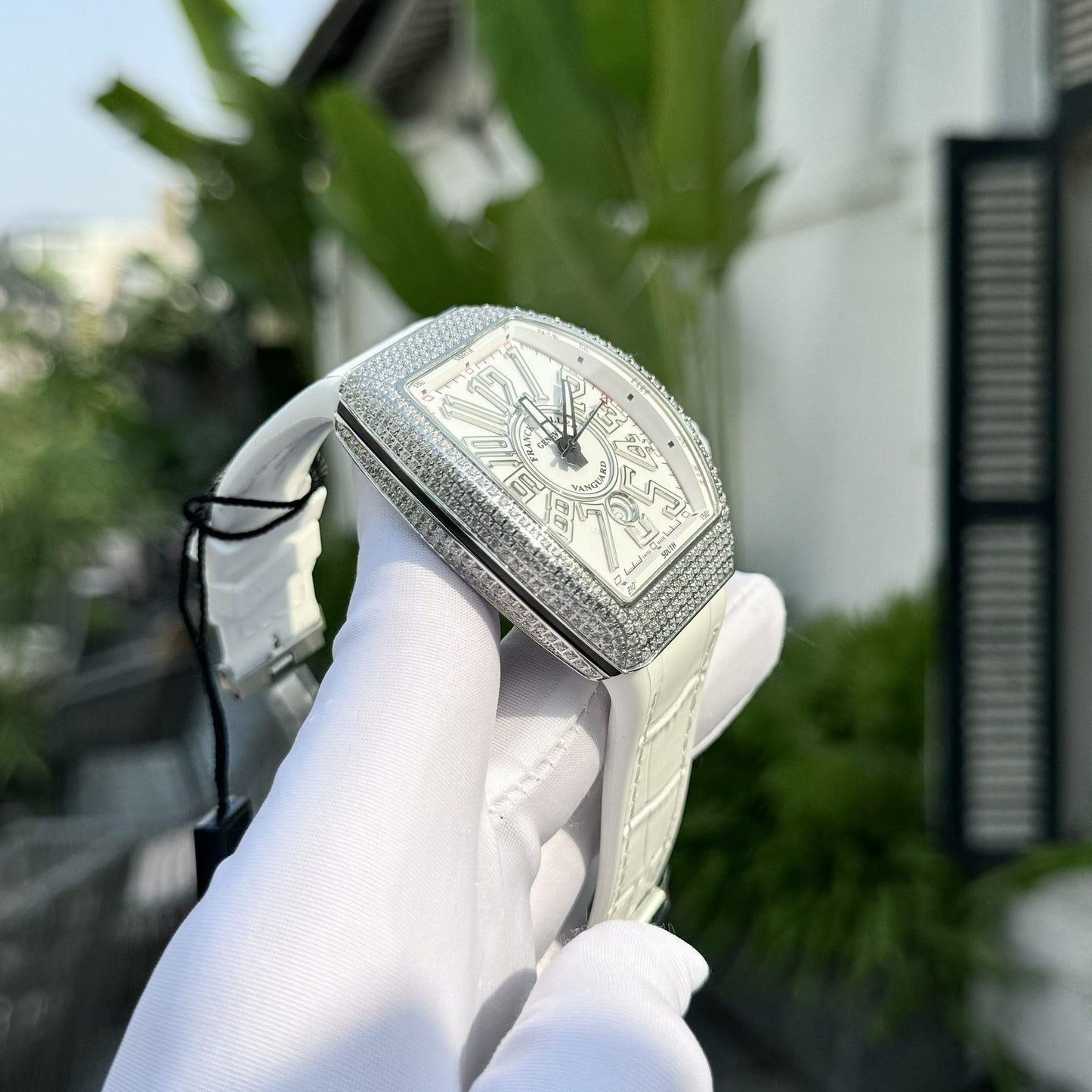 Franck Muller Vanguard V45 White Face With Stone Best Replica Watch ABF Factory 45mm
