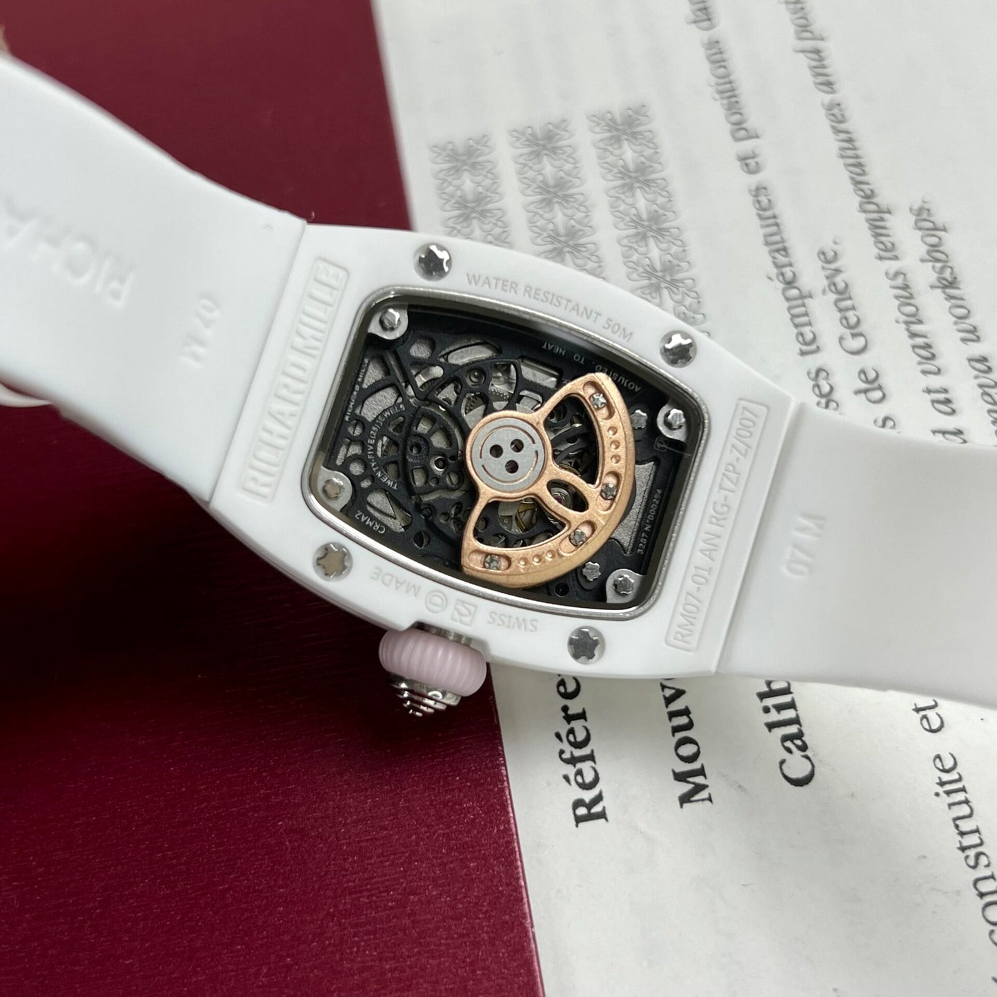 Richard Mille RM07-01 Ceramic Replica 1:1 Watch Rubber Strap 36mm
