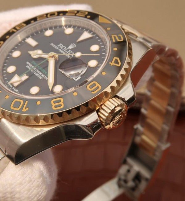Replica Rolex GMT-Master II 116713 LN Black Ceramic Thick YG Wrapped Noob A3186