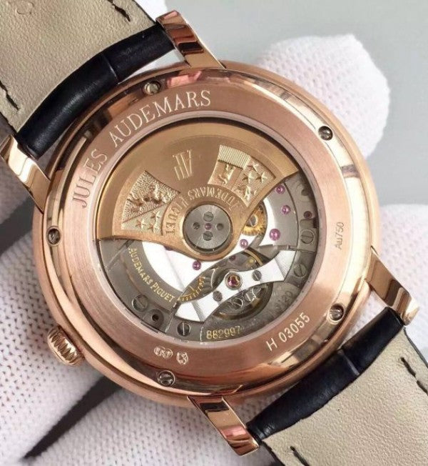 Replica Audemars Piguet Jules Audemars 15170 RG White Dial Leather Strap A3120
