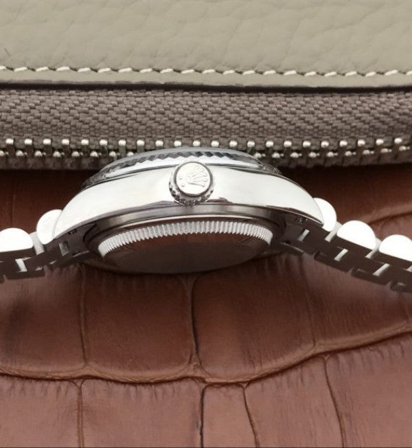 Replica Rolex DateJust 28mm Fluted Bezel White Dial Diamonds Markers Bracelet A2236
