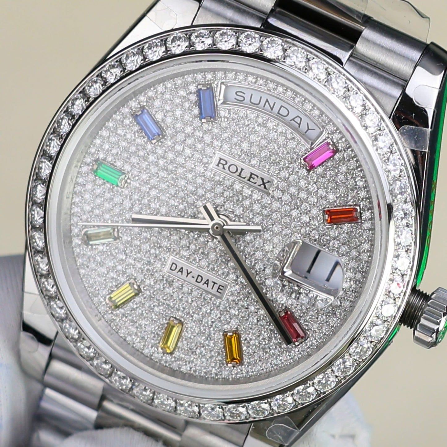 Rolex Day-Date Best Copies Watch Custom Diamonds Moissanite GM Factory 40mm