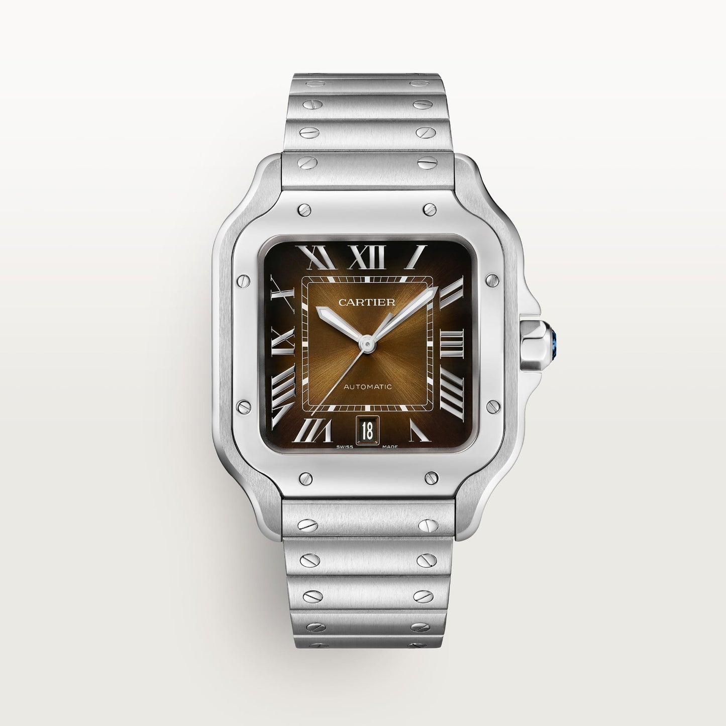 Fake Cartier Watch Santos de Cartier Large Steel Brown Dial WSSA0064-TW(1:1 replica)