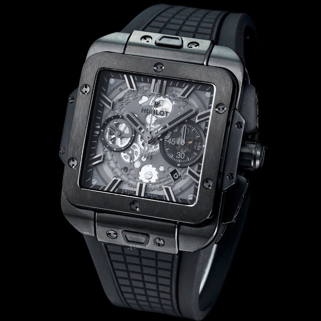 Hublot Big Bang, Square Bang Unico 42mm Textured Rubber Strap(1:1 replica)