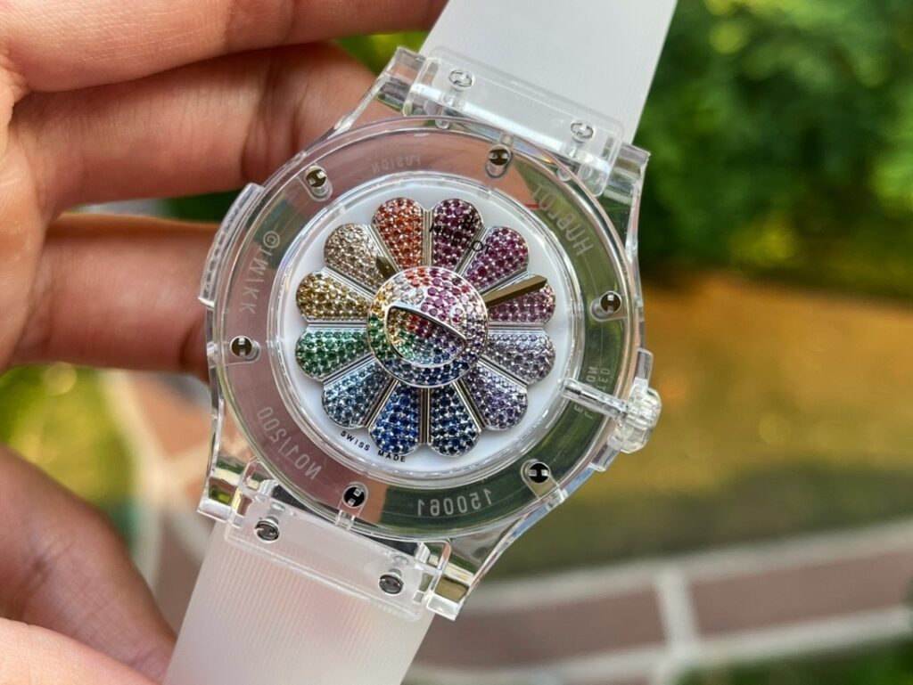 Hublot Replica 1:1 Watch Takashi Murakami Transparent Case Rubber Strap 42mm