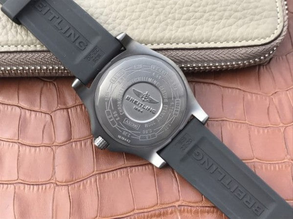 Replica Breitling Avenger GMT PVD GF Black Dial Black Rubber Strap A2836