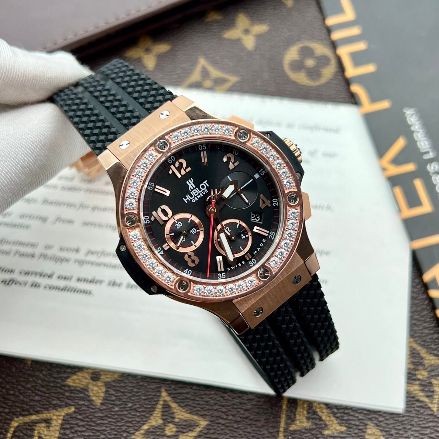 Hublot Fake Watch Big Bang King Gold Choronograph Rubber Strap 44mm