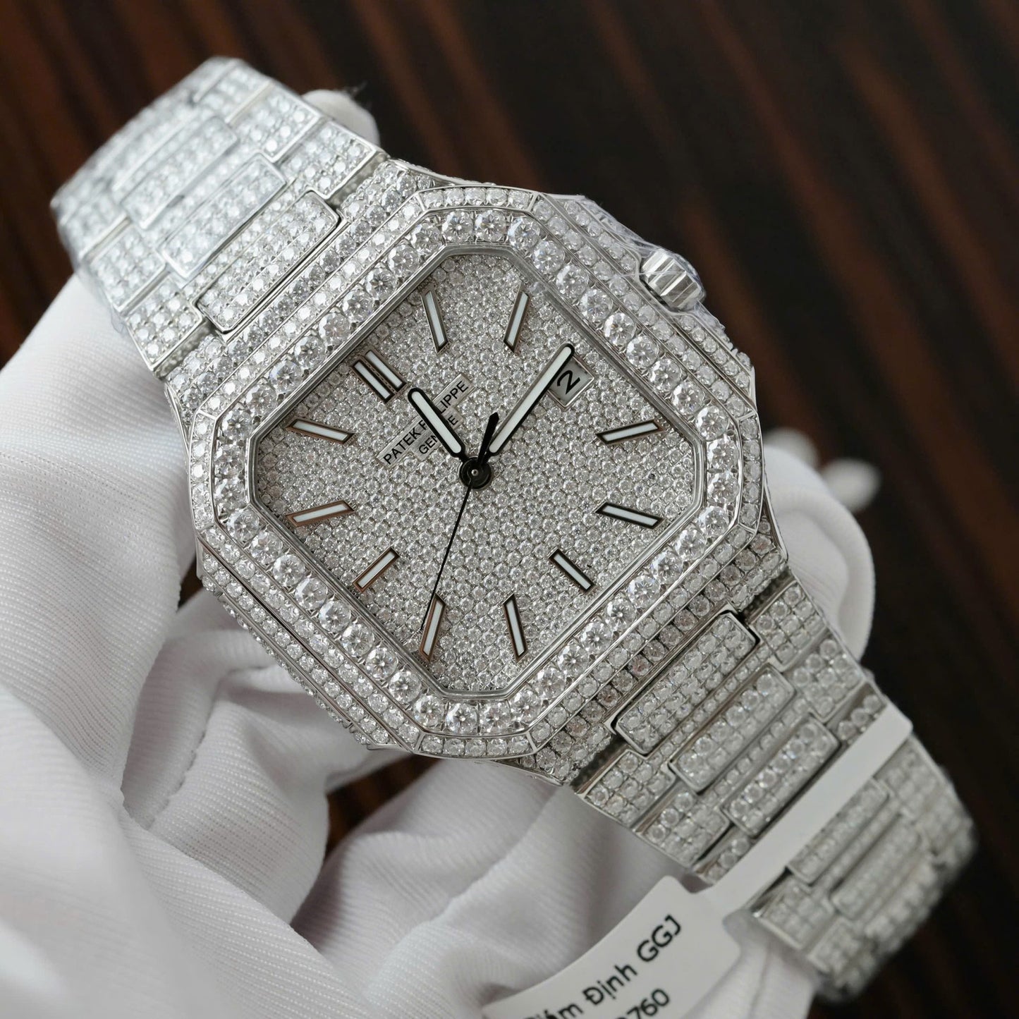 Patek Philippe Cubitus 5821 Copies Watches Diamonds Moissanite Hong Kong Custom 45mm