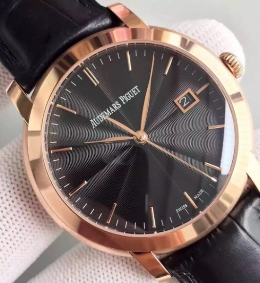 Replica Audemars Piguet Jules Audemars 15170 RG Black Dial Leather Strap A3120