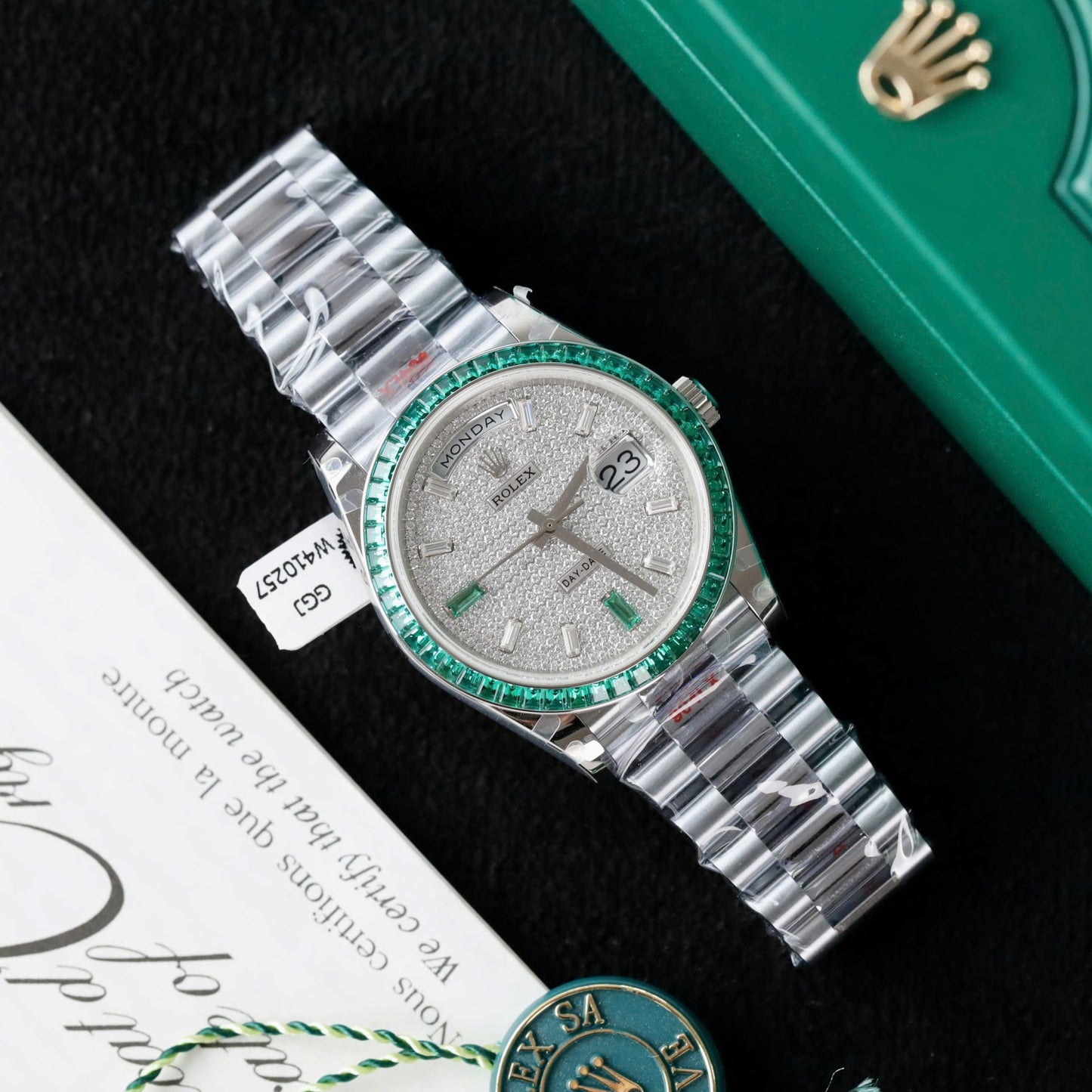 Rolex Day-Date Men Replica Watch Diamonds Moissanite + Sapphire Baguette Custom 40mm