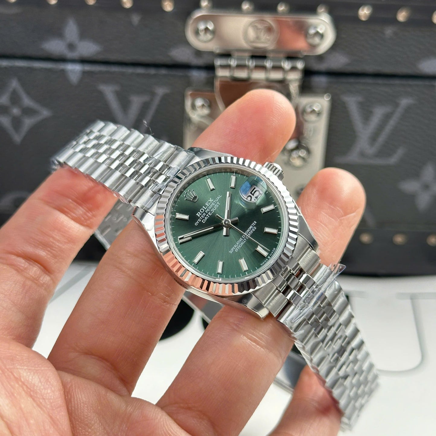 Rolex DateJust Replica Watch Dial Green Jubilee Strap THB Factory 31mm