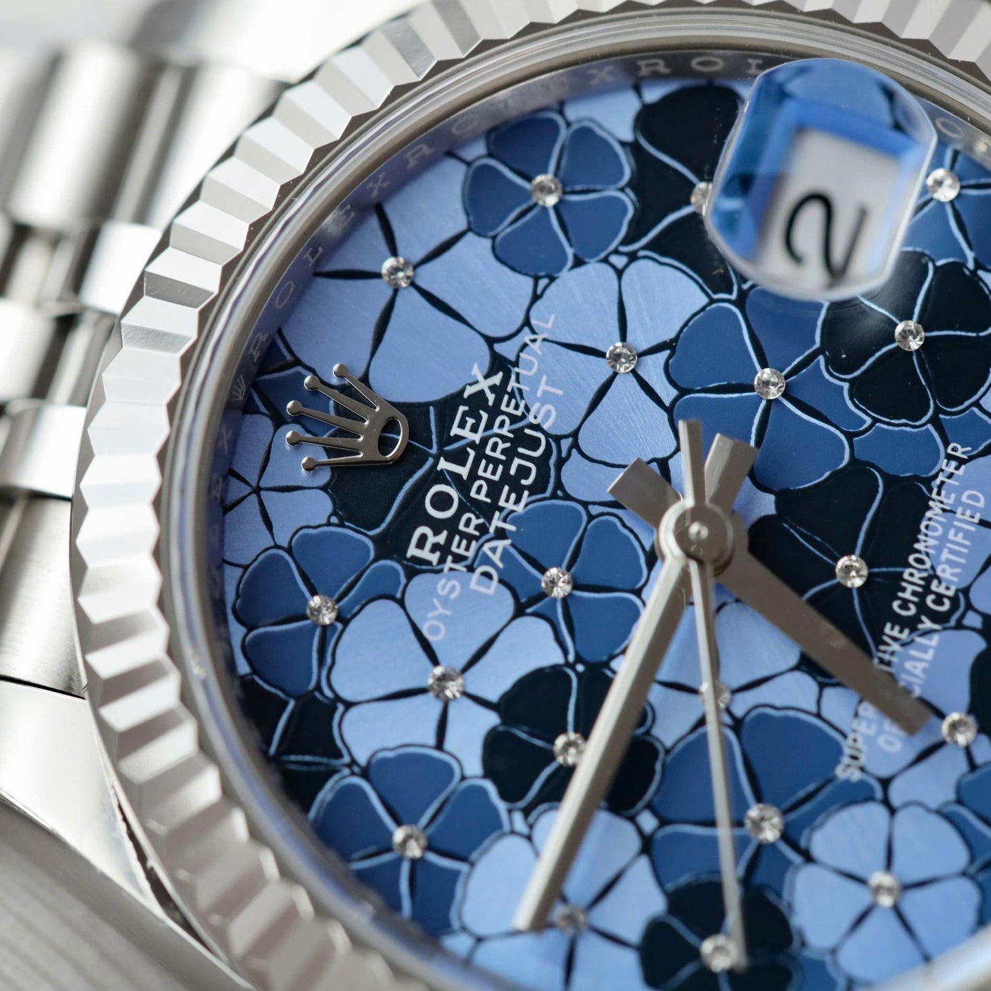 Rolex DateJust Replica Watch Women Blue Flower Dial THB Factory 31mm