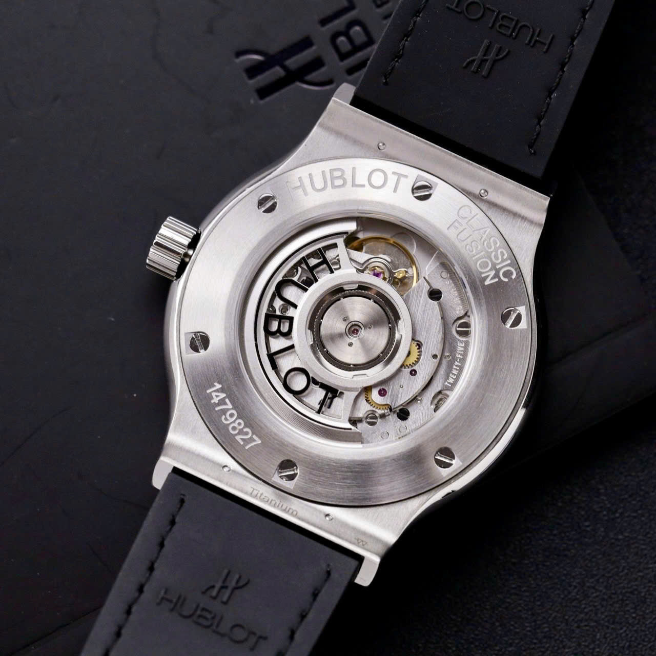 Hublot Classic Fusion Titanium Replica Watch Black Dial Custom Moissanite Diamonds 42mm