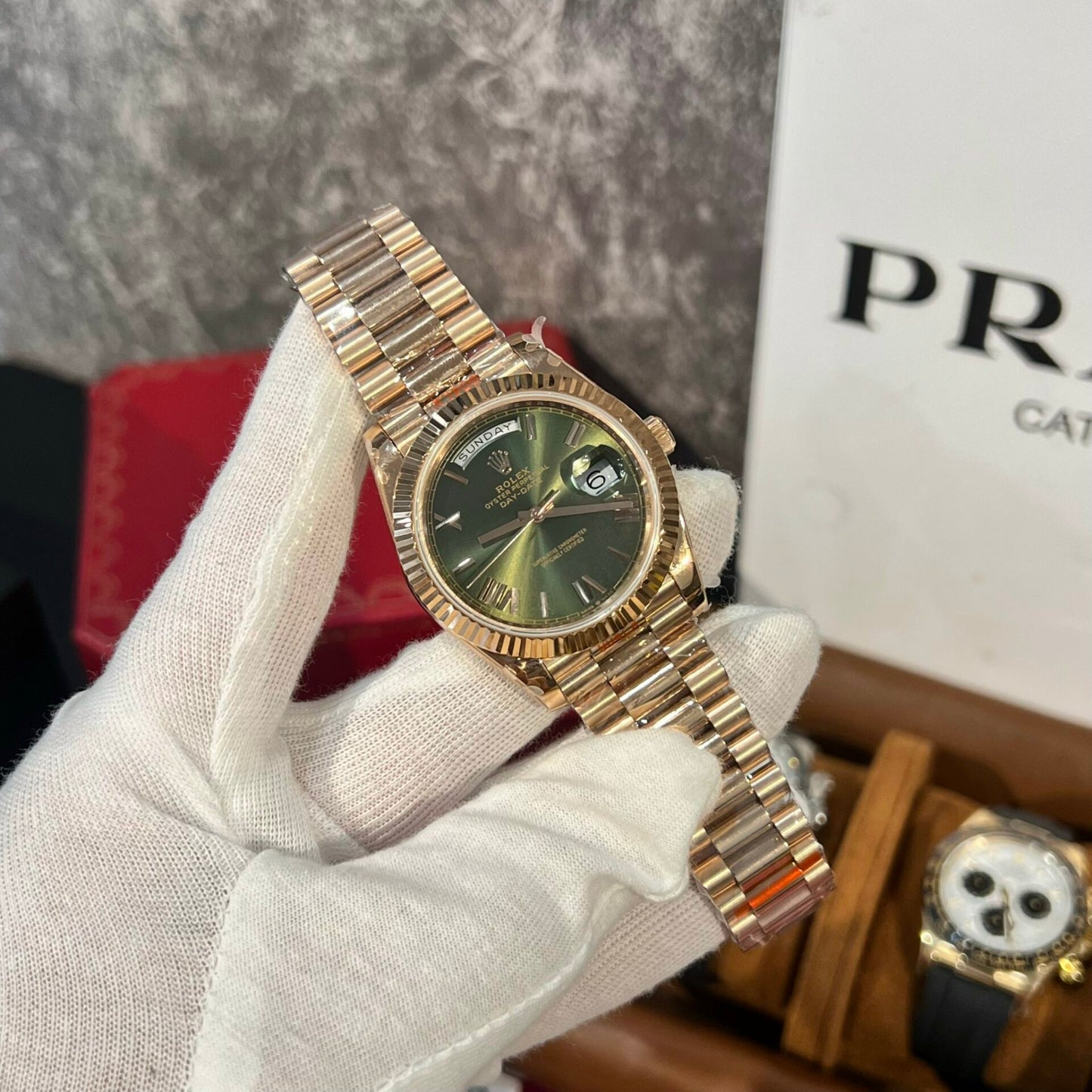Rolex Replica 1:1 Watch Day-Date 228235 Green Dial Rose Gold Plated GM Factory V2 40mm